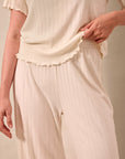 Cream Pointelle Short-Sleeve Women’s Sleep Set
