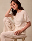 Cream Pointelle Short-Sleeve Women’s Sleep Set