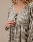 Green Gingham Tie-Top Long-Sleeve Women’s Sleep Set