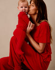 Red Pointelle Short-Sleeve Women’s Sleep Set