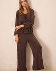 Cacao Tie-Top Long-Sleeve Women’s Sleep Set