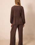 Cacao Tie-Top Long-Sleeve Women’s Sleep Set