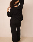 Black Tie-Top Long-Sleeve Women’s Sleep Set