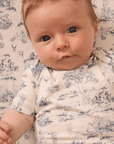 Bleu Toile Short-Sleeve Baby Sleep Set