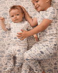 Bleu Toile Short-Sleeve Baby Sleep Set