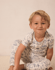 Bleu Toile Short-Sleeve Toddler Sleep Set