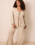 Flax Tie-Top Long-Sleeve Women’s Sleep Set