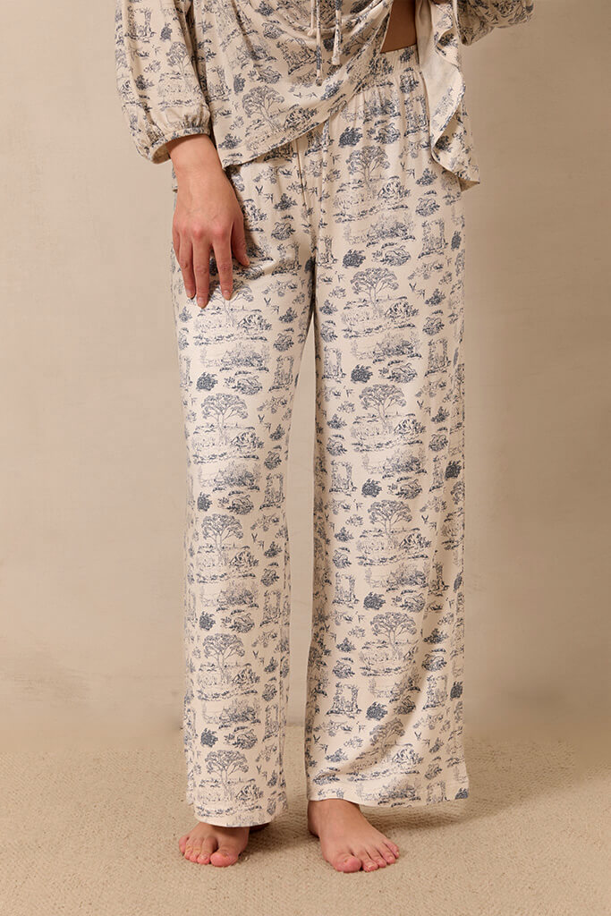 Bleu Toile Tie-Top Long-Sleeve Women’s Sleep Set