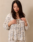 Bleu Toile Tie-Top Long-Sleeve Women’s Sleep Set