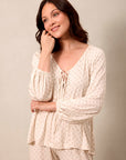 Blush Floret Tie-Top Long-Sleeve Women’s Sleep Set