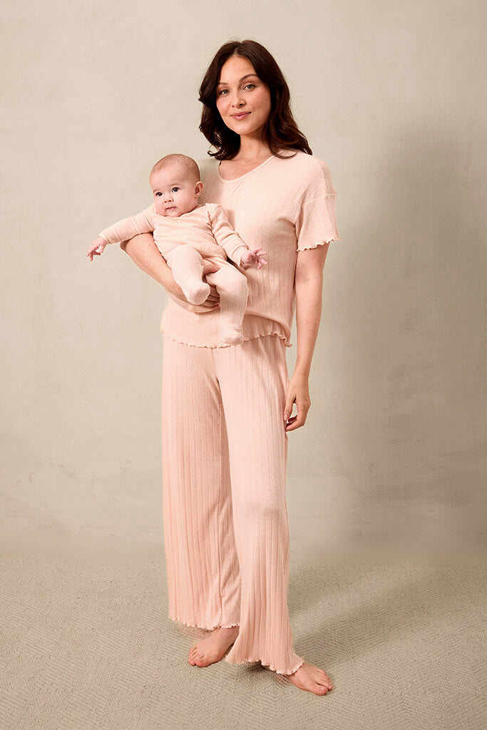 blush pointelle baby sleep set product image