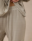 Green Gingham Tie-Top Long-Sleeve Women’s Sleep Set