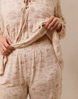 Rose Toile Tie-Top Long-Sleeve Women’s Sleep Set