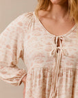 Rose Toile Tie-Top Long-Sleeve Women’s Sleep Set