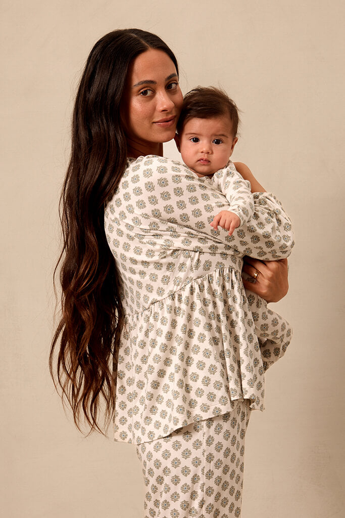 Thistle Block Tie-Top Long-Sleeve Women’s Sleep Sets