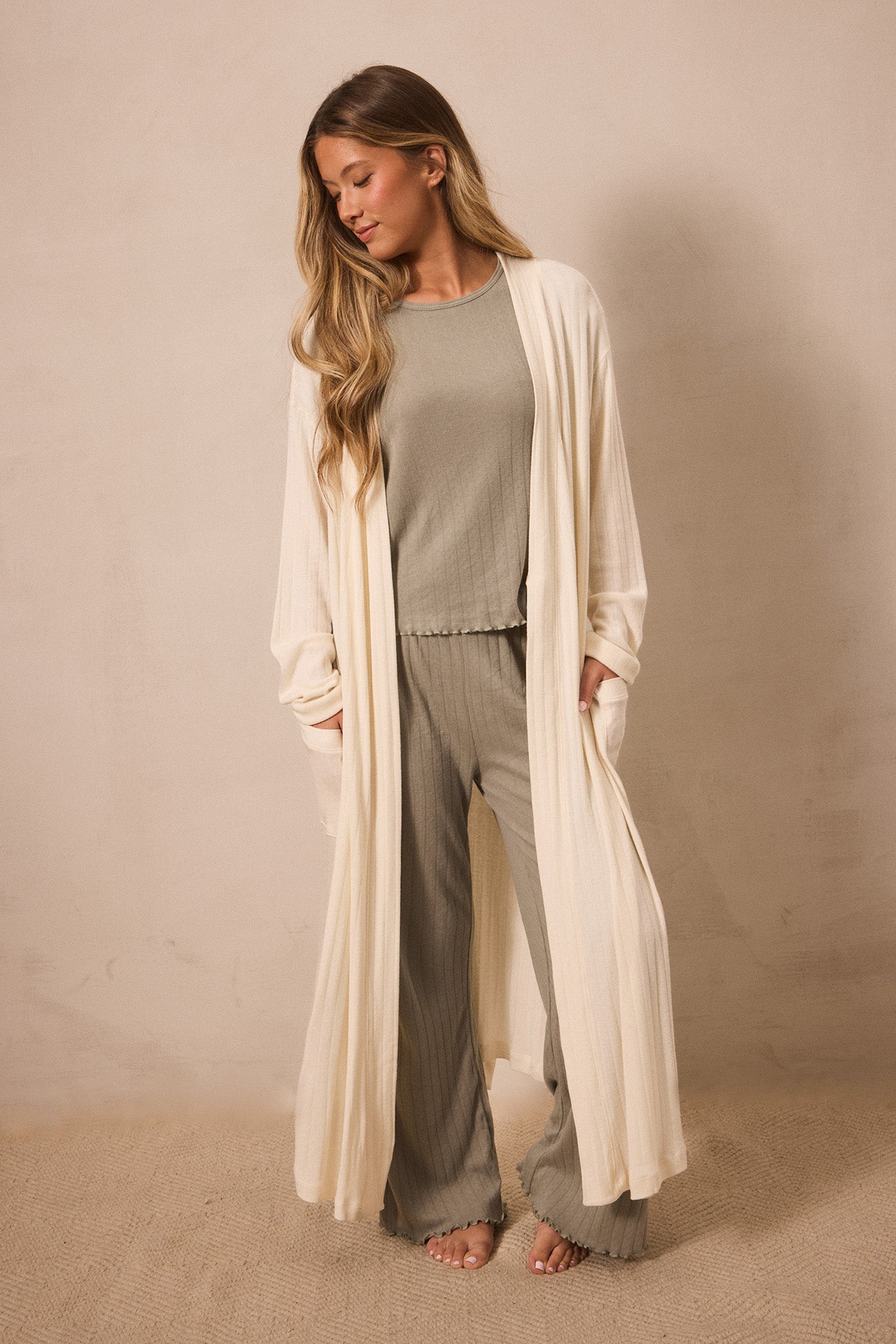 Cream Pointelle Robe