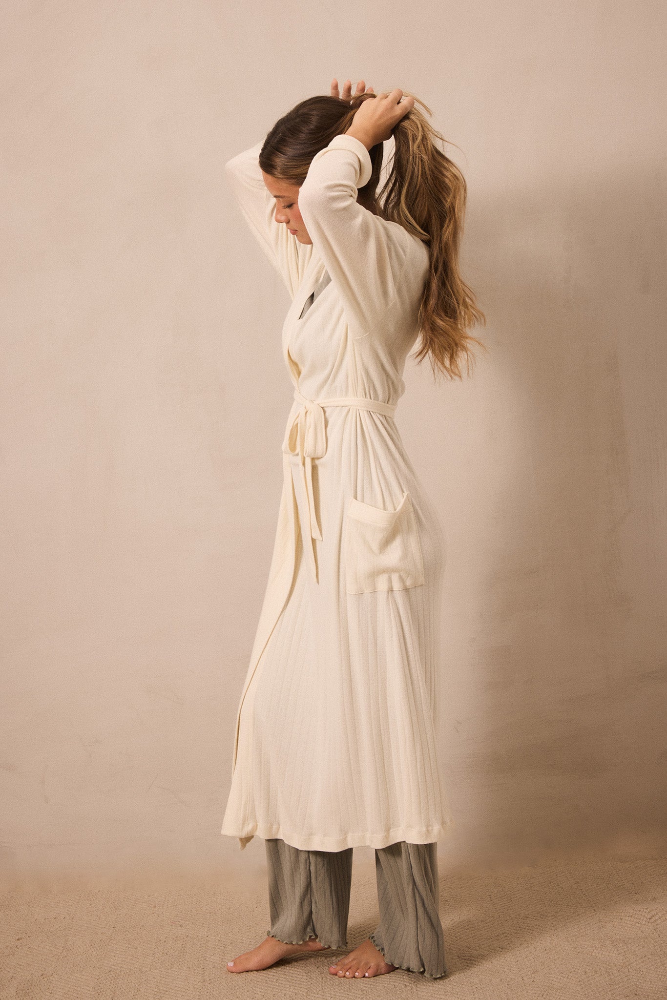 Cream Pointelle Robe