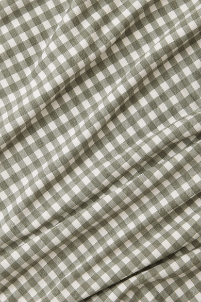 Close-up of green and white gingham fabric
