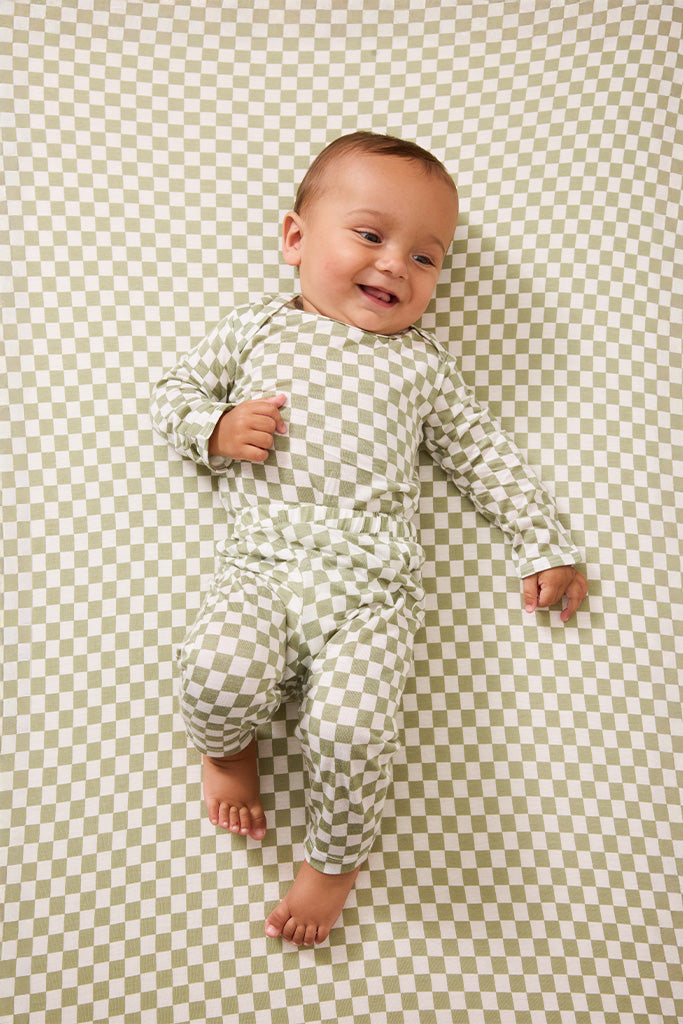 sage chequer baby sleep set product image