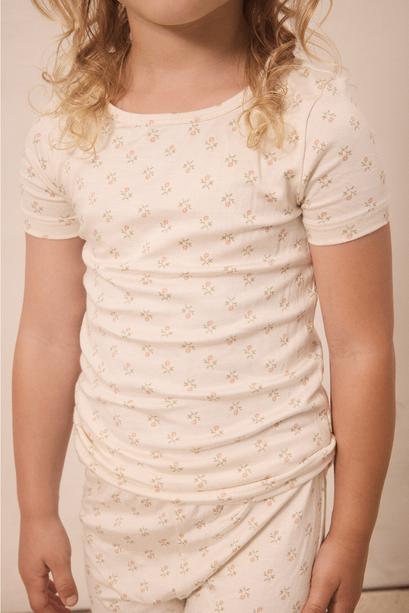 Blush Floret Short-Sleeve Toddler Sleep Set