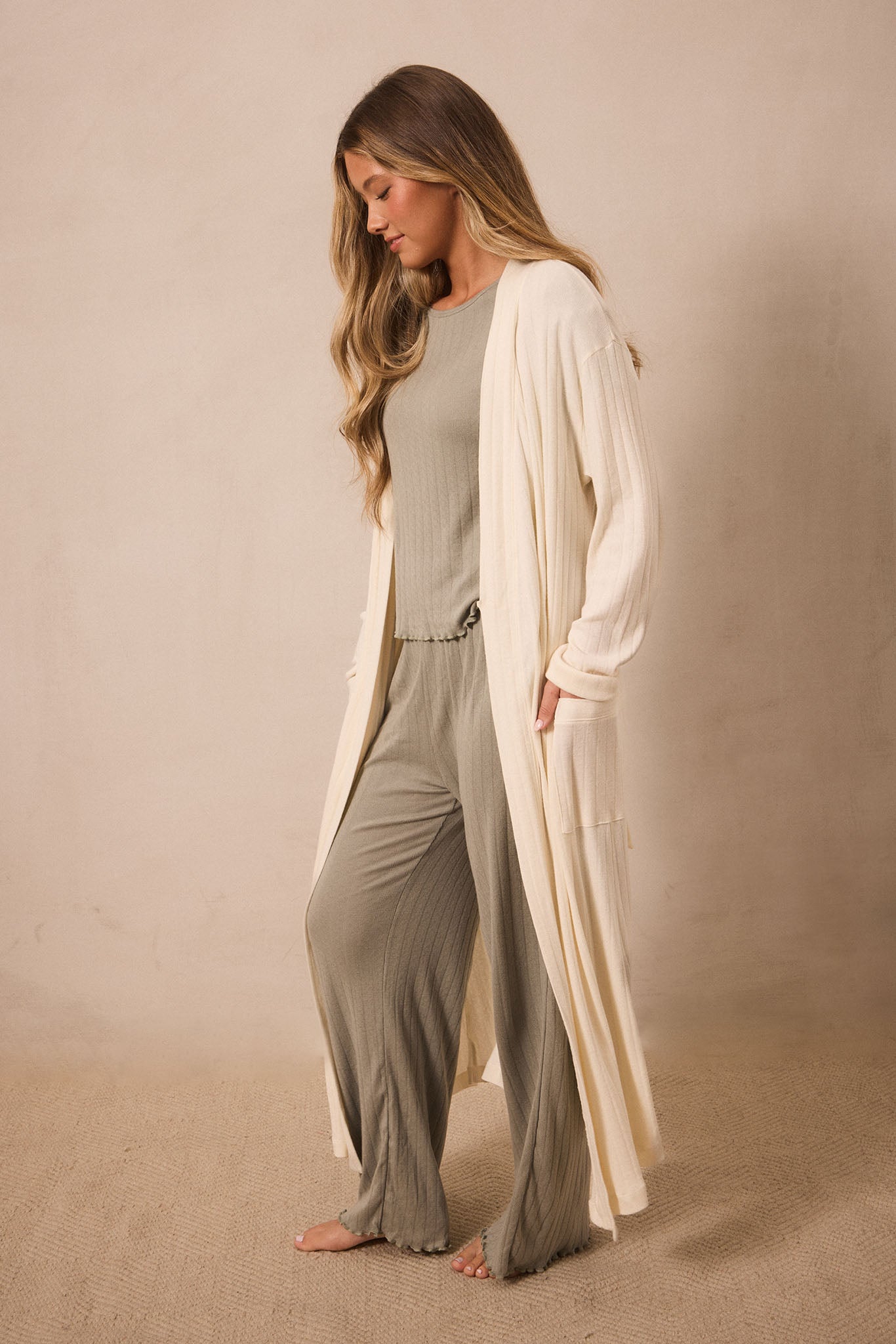 cream pointelle robe product image