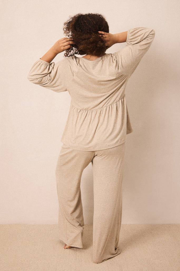 Flax Tie-Top Long-Sleeve Women’s Sleep Set