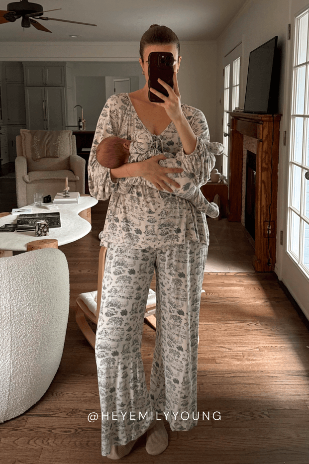 Bleu Toile Tie-Top Long-Sleeve Women’s Sleep Set