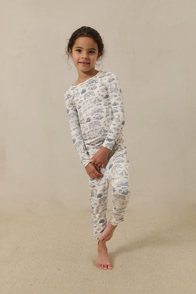 Image of Solly Baby's Bleu Toile Toddler Sleep Set.
