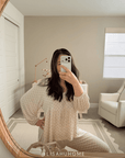 Blush Floret Tie-Top Long-Sleeve Women’s Sleep Set