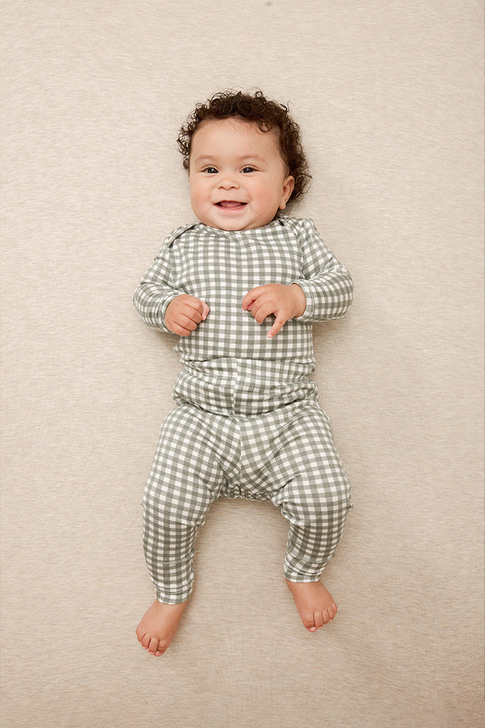 green gingham baby sleep set product image