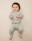green gingham baby sleep set product image