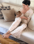 Rose Toile Tie-Top Long-Sleeve Women’s Sleep Set