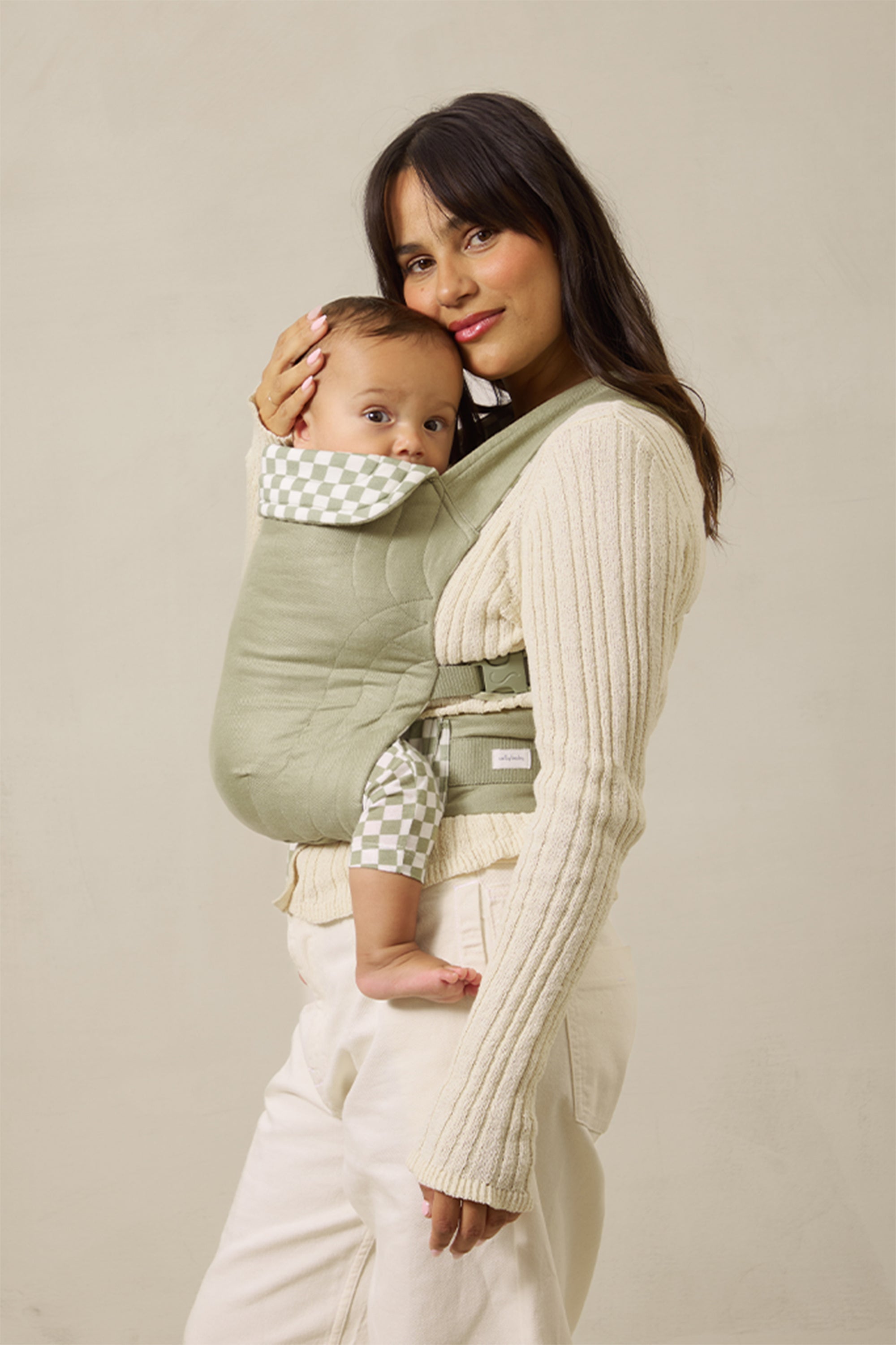 Image of Solly Baby's Sage Chequer Buckle Carrier.