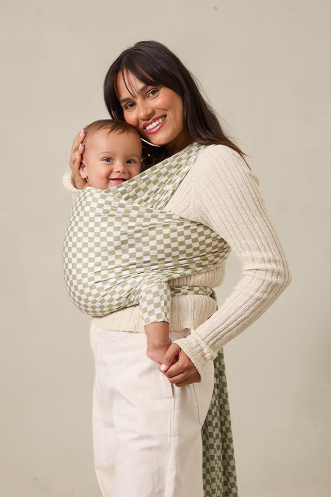 sage chequer baby wrap carrier product image
